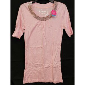 Y2K Limited Too Sparkle T-Shirt sz 18 Sequin Neck Jr Pre-Teen Retro Half Sleeve